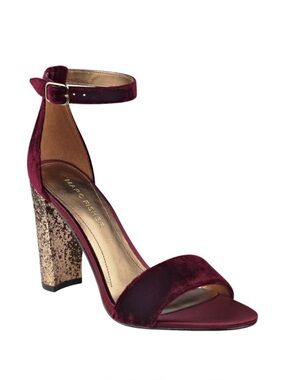 Marc Fisher Burgundy Velvet Ankle-Strap Block Heels